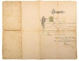 1874-1906 Herpich Ferenc hajógépész bizonyítványai, okmányai, összesen 6 db, közte a Cs. és Kir. Had...