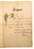 1874-1906 Herpich Ferenc hajógépész bizonyítványai, okmányai, összesen 6 db, közte a Cs. és Kir. Had...