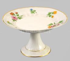 Hollóházi talpas kínáló, jelzett, kis pattanással, d: 26 cm, m: 14 cm