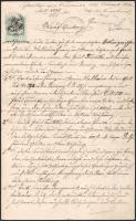 1899 Zurány, ( Zurndorf, Burgenland, A) adásvételi szerződés házra, 1K illetékbélyeggel Tustitcs Pár javára / Contract for house