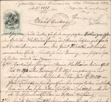 1899 Zurány, ( Zurndorf, Burgenland, A) adásvételi szerződés házra, 1K illetékbélyeggel Tustitcs Pár...