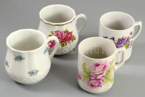 Zsolnay 4 darab bögre. egyiken lepattanással, m: 9,5 cm