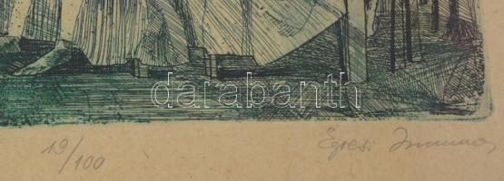 Egresi Zsuzsa (1954-2025): Feltaláló. Színes rézkarc, papír, jelzett, számozott (19/100), kisebb ázá...