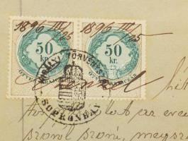 1896 Sopron tulajdoni lap kivonat 2x50kr illetékbélyeggel