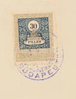 1912 Sopron, Ágfalva, házasságkötési szándék kihirdetése. 2K + 30f illetékbélyeggel