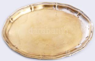 Ezüstözött alpakka italos készlet tálcán, 25x18 cm, poharak m: 10 cm