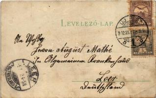 1902 Budapest V. Országház, gőzhajó, Meteor D.R.G.M. 88680. No. 424. fény felé tartandó / hold to li...