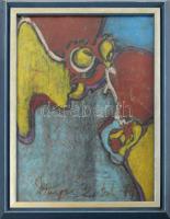 Olvashatatlan jelzéssel: Kompozíció. Pasztell, papír, üvegezett fakeretben, 37x28,5 cm.