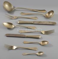 Berndorf 12 személyes, 87 részes régi alpakka evőeszköz készlet, kissé sérült fa tartódobozában 35x4...