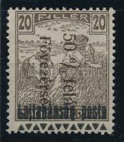 Nyugat-Magyarország III. 1921 Arató 20f, a hátoldali felülnyomás az előoldalon Signed: Bodor