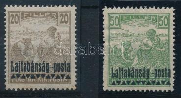 Nyugat-Magyarország III. 1921 Arató 20f és 50f hátoldali felülnyomás nélkül Signed: Bodor