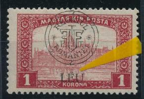 Kolozsvár 1919 Parlament 1K a "LEU" szóban lemezhibával / with plate variety Signed: Bodor
