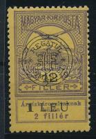 Kolozsvár 1919 Árvíz 12f a felülnyomatban lemezhibával (rozsdapöttyök) / with plate variety (stain dots) Signed: Bodor