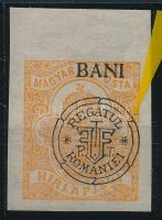Kolozsvár 1919 Hírlapbélyeg a felülnyomatban lemezhibával (az ívszélen falc) / with plate variety (hinge on margin) Signed: Bodor