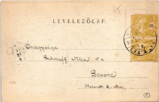 1901 Budapest, Lánchíd, kilátás a Bazilika felé, gőzhajó. Divald Károly 18. sz