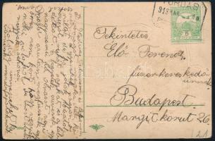 1913 Turul 5f Húsvéti képeslapon "TORDAS" postaügynökségi bélyegzéssel