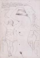 Lázár Sándor (1916-1994): Női akt és Krisztus (Goethe-illusztráció). Tus, papír. Jelzett. Ázásnyomma...