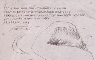 Lázár Sándor (1916-1994): Női akt és Krisztus (Goethe-illusztráció). Tus, papír. Jelzett. Ázásnyomma...