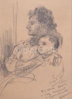 Herman Lipót (1884-1972): Az első skicc a (...) anyáról s gyermeke. Ceruza, papír, jelezve jobbra le...