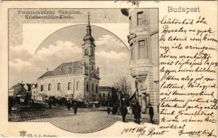 1902 Budapest I. Krisztinavárosi templom, piac. Schwarcz Jakab kiadása