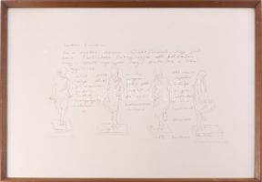 Melocco Miklós (1935-): Szokratész. Szitanyomat, papír, jelzett, üvegezett fakeretben, 29x46,5 cm