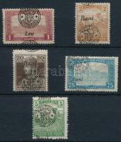 Nagyvárad 1919 5 db bélyeg elcsúszott felülnyomással Signed: Bodor