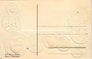 Portugal. Münzenkarte und Nationalflagge / Portuguese set of coins, currency exchange chart and flag...