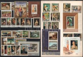 1966-1981 Festmény motívum bélyegek, blokkok, nagyrészt leáztatva, A/4 berakólapon és 5 stecklapon