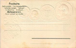 Le Portugal. Münzenkarte und Nationalflagge / Portuguese set of coins, currency exchange chart and f...