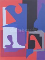 Halász Szabó Sándor (1920-1997): Kék-piros kompozíció. Szitanyomat, papír, jelzett, számozott (20/30...