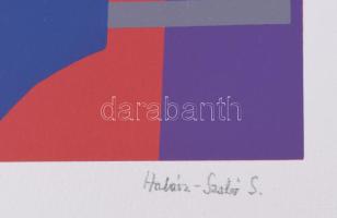 Halász Szabó Sándor (1920-1997): Kék-piros kompozíció. Szitanyomat, papír, jelzett, számozott (20/30...