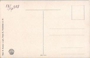 Praha, Prague, Prága; Pozdrav z Jubilejní vystavy v Praze 1908. Navrátilova restaurace "u Slona...