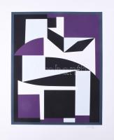 Victor Vasarely (1908-1997): Geometrikus kompozíció (cím nélkül). Szitanyomat, papír, jelzett, számozott (117/130). 55,5x45 cm / Victor Vasarely (1908-1997): Composition (untitled). Serigraphy on paper, signed, numbered (117/130). 55,5x45 cm