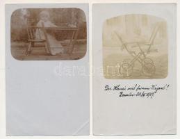 Zimony, Semlin, Zemun - 2 db RÉGI fotós képeslap: gyerekek / 2 pre-1945 photo postcards: children
