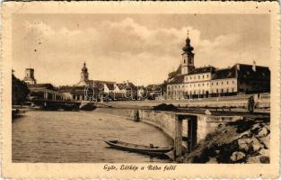 1916 Győr, látkép a Rába felől, Elite kávéház. Polgár Bertalan kiadása (EB)