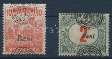 Nagyvárad 1919 2 db bélyeg elcsúszott felülnyomással / shifted overprint Signed: Bodor