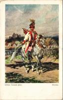 1915 Druzba / Polish folklore. Ser. 62. Nr. 1. s: Juliusz Kossak + "K.u.k. Feldpostamt 126" "M.kir. 305. Honvéd Gyalogezred 407. zászlóalj parancsnoksága" (EB)
