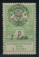 Nagyvárad 1919 Árvíz 5f lemezhibával a felülnyomatban / with plate variety Signed: Bodor