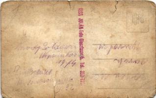 Budapest II. (?), hentes üzlet személyzettel, húspult, belső. Kiss Jolán photo (szakadások / tears)