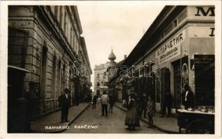 1927 Pancsova, Pancevo; cukrászda, fagylaltoskocsi, üzletek, optika / confectionery, ice cream stand, shops, optics