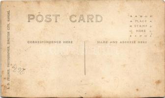 Junction City (Kansas), butcher with sausages. E. D. Zellner photo (cut)