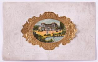 1873-1875 Pest, emlékkönyv (doboz) 25 különálló lapon magyar és német nyelvű bejegyzésekkel (leányis...