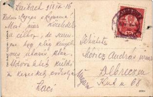 1918 Ljubljana, Laibach; Presernova ulica / street view, restaurant, tram, publisher's shop (Em...