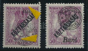 Nagyvárad 1919 Zita/Köztársaság fordított "Köztársaság" felülnyomattal, a román felülnyomatban lemezhibával + támpéldány / with inverted overprint and plate variety Signed: Bodor