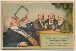 Ottakringer Spezialbräu, Augustinerkeller Wien I. / beer drinking humour litho art card with multiple layers (non PC)