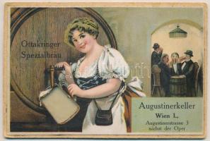 Ottakringer Spezialbräu, Augustinerkeller Wien I. / beer drinking humour litho art card with multipl...