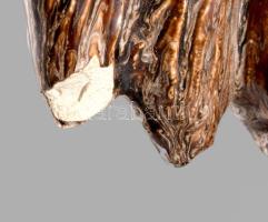 Zsolnay kakasfigurás épületdísz / kályhadísz pár. Folyatott mázas samottos kerámia, jelzett, 1-1 lep...