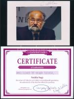 Erwin Neher (1944-) német biofizikus, orvostudományi Nobel-díjas aláírása az őt ábrázoló fotón