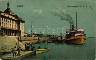 Galati, Galatz; Debarcaderul M.F.R. / port with steamship (pinhole)