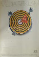 1988 Média reklám, Magyar Média, plakát, ofszet, papír, Petőfi Nyomda, feltekerve, hajtásnyomokkal, apró lapszéli szakadásokkal, 95x69 cm